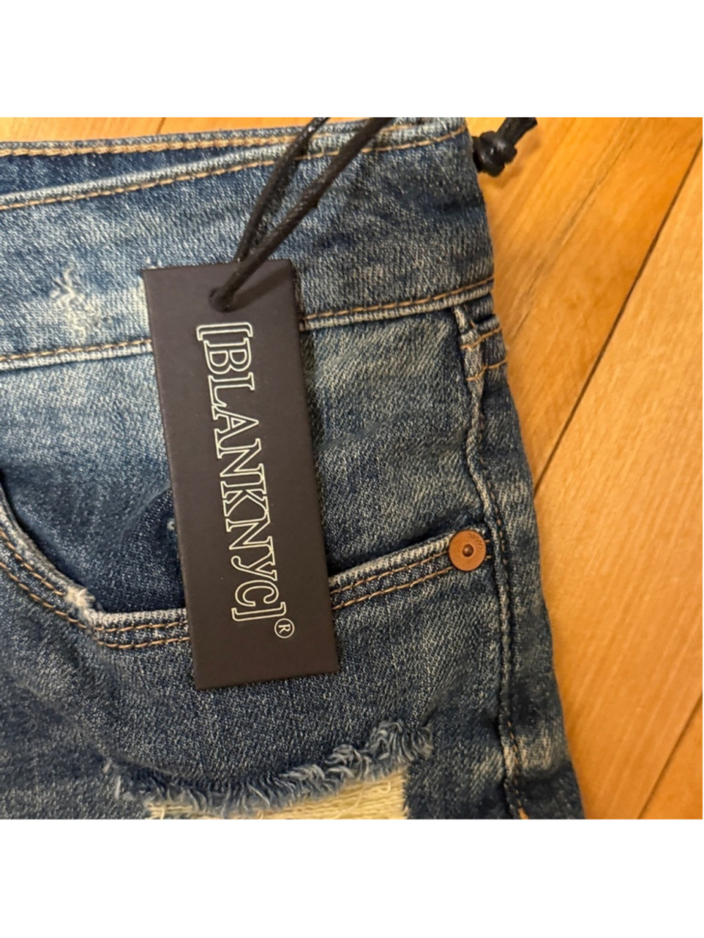 NWT Blank NYC Indigo Distressed Jean Shorts - Picture 3 of 10